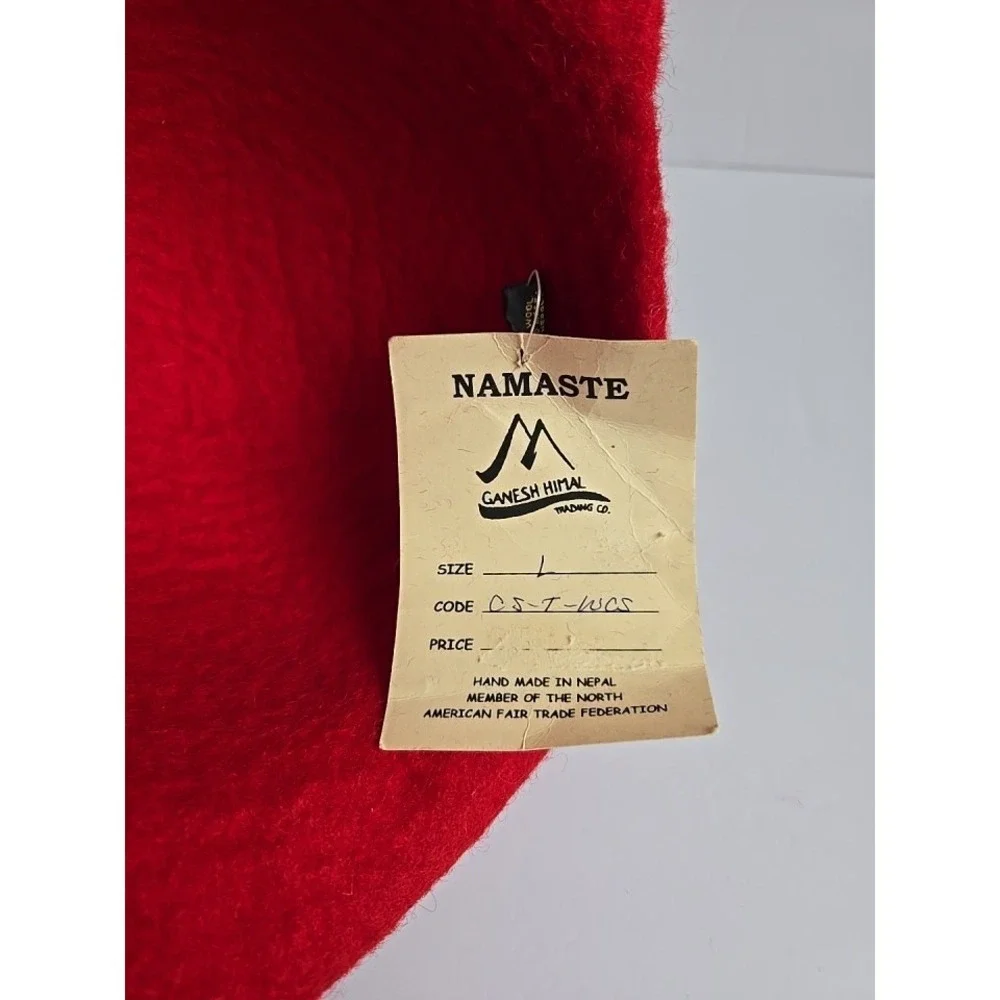 NEW Handmade‎ Nepal Felted Wool Hat Red Boho Fair Trade Ganesh Himal Trading Co.